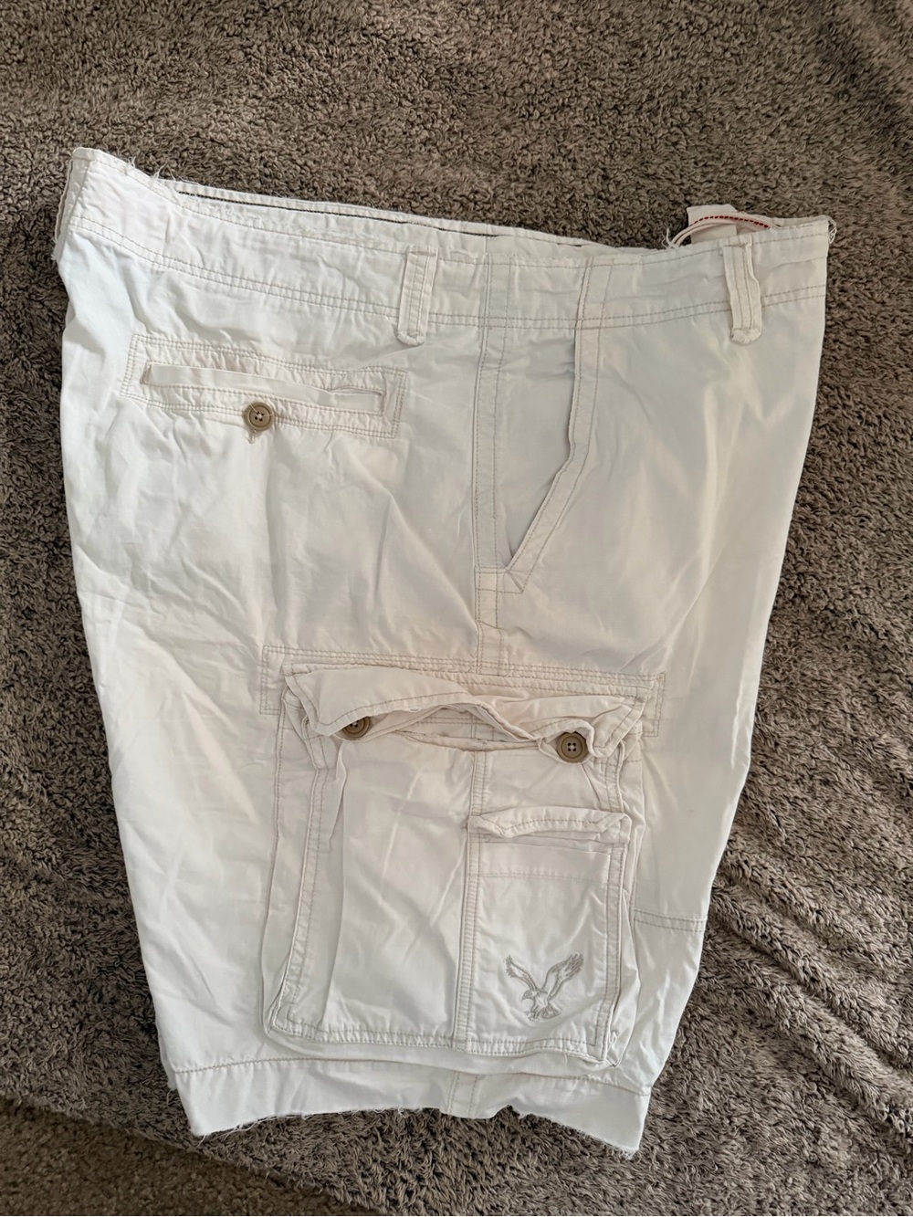 American Eagle Outfitters White Cargo Shorts with Polka Dot Pocket Lining